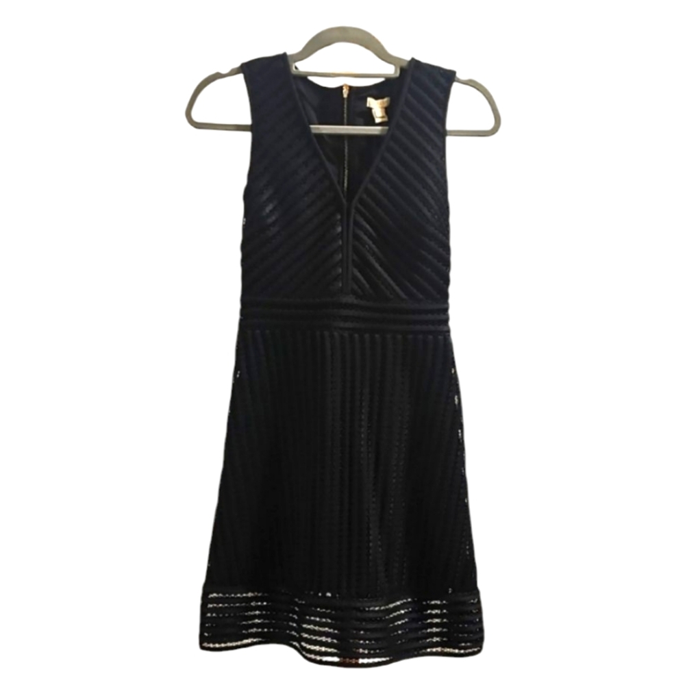 J. Crew Chic Black Eyelet Sleeveless V-neck Cocktail Dress size 00